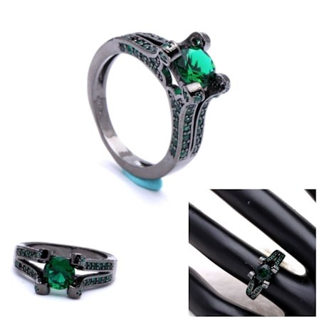 18K SVART Guldfyllda guld Filled gulddoublé Ring Cubic Zirconia