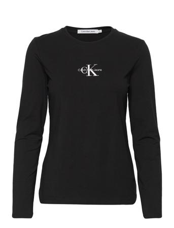 Monogram Logo Long Sleeves T-shirts & Tops Long-sleeved Svart Calvin Klein Jeans