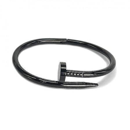 Modernt armband i rostfritt stål med spiknitar, slät yta, svart