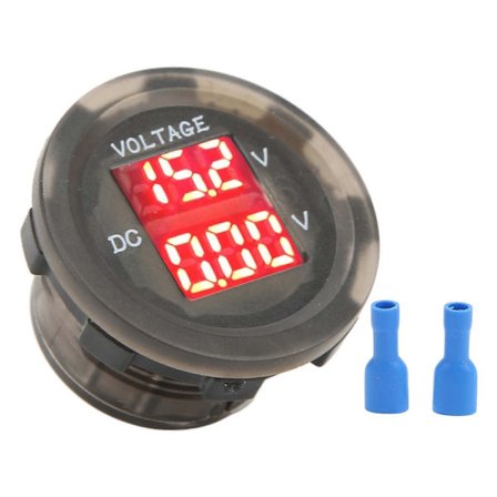LED Bil Voltmeter Digital Skjerm 12-24V Vanntett Universal Dobbel Spenningsmåler for Kjøretøy