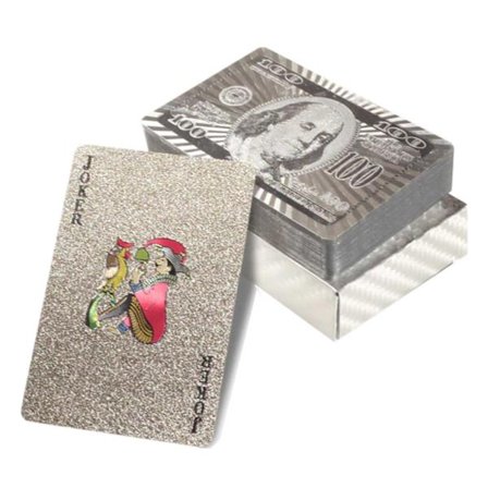 Forgyldt spillekort pokerkort i sølv dollars