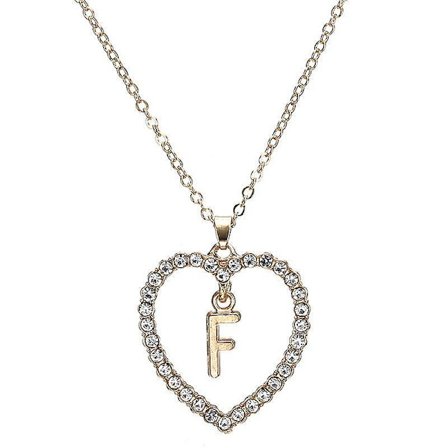 Hollow Heart Pendant Halsband för kvinnor Strasshalsband Letter Gold CollarA-Z Pendant Choker Nec