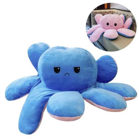 130cm Stor Turn Over Octopus Plyschleksakssoffa Kudde Dark Blue To Pink