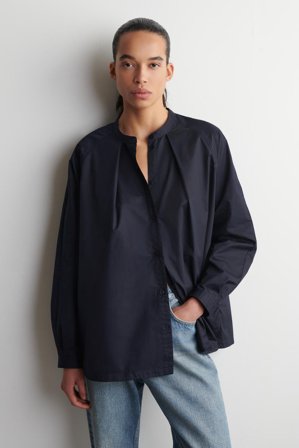 COS Femme Chemise Coton Col Officier in Bleu