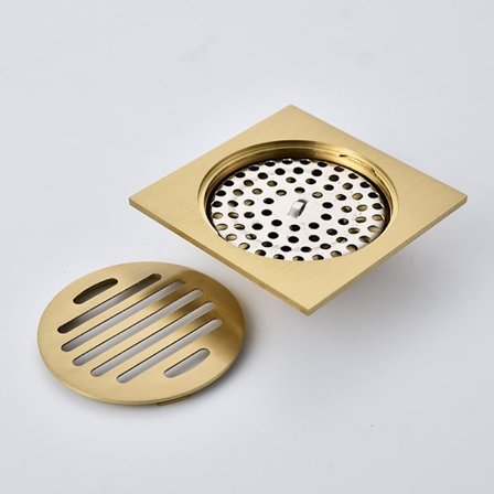 Golvbrunn i koppar, avloppsrör för tvättmaskin, 100 x 100 mm, dubbel användning