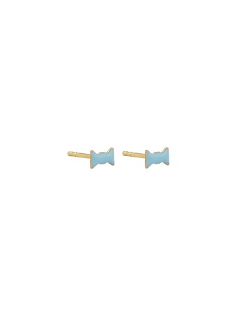 Bow Tie Earstuds Blue Design Letters