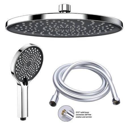 Overhead bruser, 1/2" gevindforbindelser, 255mm rund bruser, s