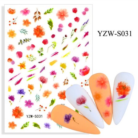 Nye 21 Stilarter Forskellige Mønstre Negleklistermærker Simpelt Ansigtsdesign Blomsterblad Geometrisk Manicure Slider Vand Dekorativt Klistermærke