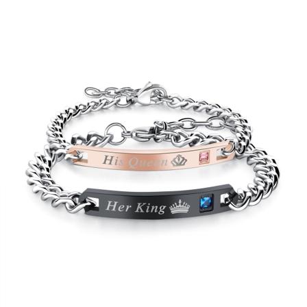 Kærlighedsarmbånd - Parsmykker - Hendes Konge / Hans Dronning black+rose gold