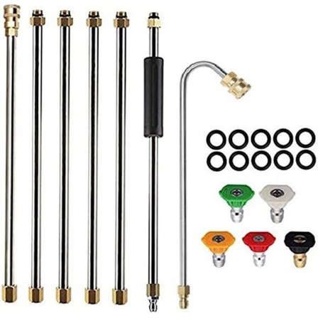 Högtryckstvätt Förlängningsstav Kit med 5 Munstycksspetsar, 10 Läckagesäkra Ringar, 4000 PSI
