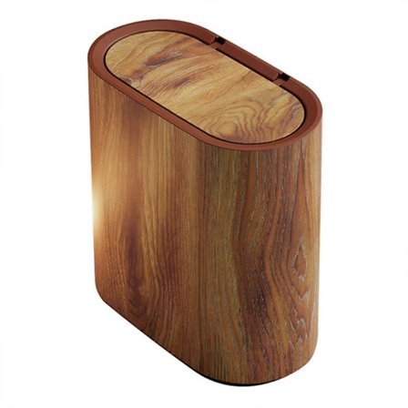 Nordisk Moderne Slank Badeværelsesspand med Låg, Marmor/Træmønster Affaldsspand Kompatibel med Hjemmehotel, Smalt Design til Små Rum