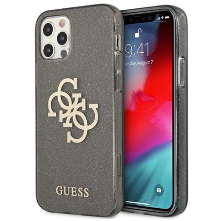 Guess GUHCP12LPCUGL4GBK iPhone 12 Pro Max 6,7" svart/svart hardt etui Glitter 4G Big Logo