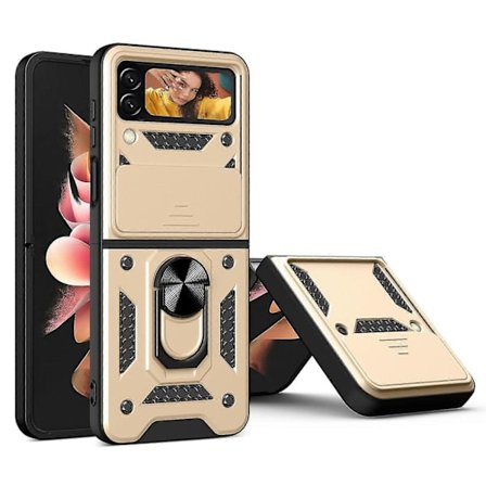 Kraftig panseretui kompatibelt med Galaxy Z Flip 4, Støtsikkert hardt PC-skall med ringholder