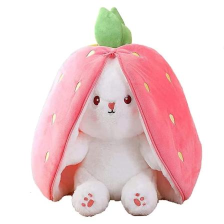 Påske Dobbeltsidet Bunny Plys Dukke Frugt Kanin pink 25cm