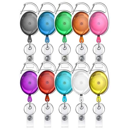 10-pack Retractable Badge Holder i blandade färger, karbinhake, badge reel med klämmor för nyckelring och ID-kort (10 färger)