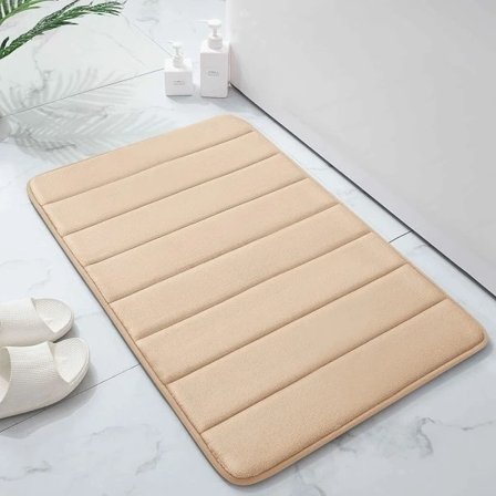 Badrumsmatta i memory foam, 40 x 60 cm, extra mjuk halkfri badrumsmatta, superabsorberande badrumsmattor för badrumsgolv, beige