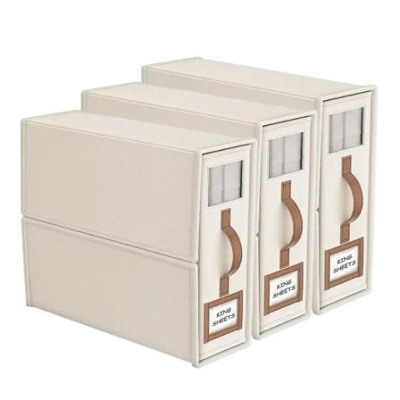 Kokoontaitettava lakanasäilytyslaatikko, pellavavaatekaapin järjestäjä läpinäkyvällä ikkunalla, kokoontaitettava lakana- ja tyynysäilytyslaatikko, 