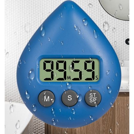 Vattentät duschtimer, digital timer, badrumskökstimer, nedräkningstimer med sugkoppshål blå