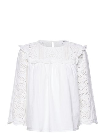 Slfviolette 3/4 Broderi Top B White Selected