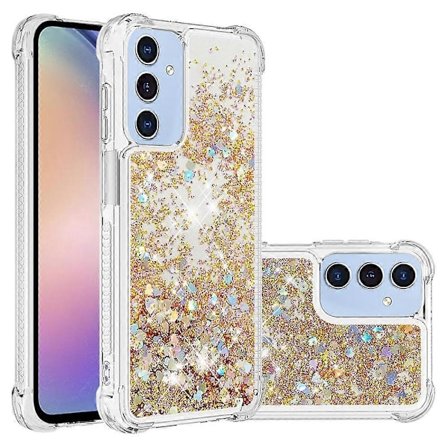 För Samsung Galaxy A16 5G/Galaxy A16 4G TPU Mobilskal Glitter Kvicksand Stötsäkert Telefonskydd (Guld/Hjärtform)