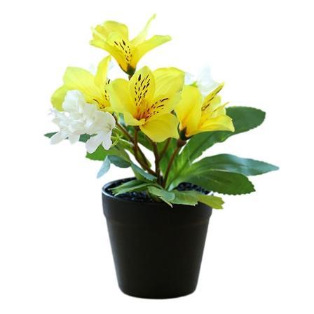Konstgjord blomma Magnolia Hortensia Liten Bonsai Kreativ dekoration Blomsterdekoration Konstgjord blomma Simulering Grön växt Krukväxt yellow