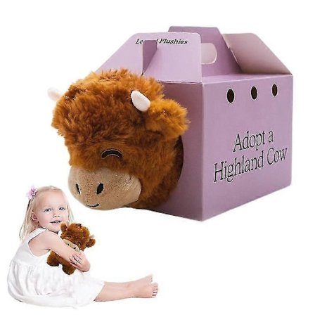 Adoptera en Highland Cow Plysch, Söta Ko Plyschdjur Fluffig Ko Figur Leksaker