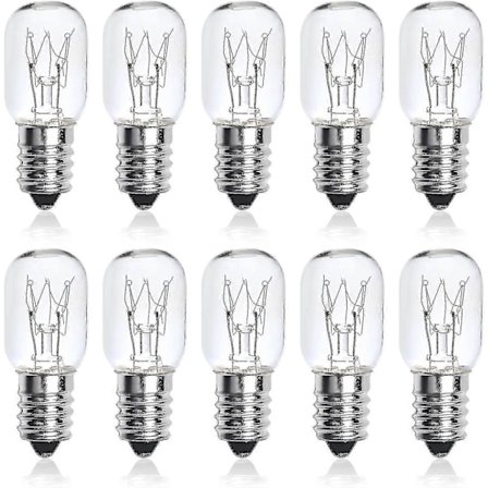 10-pakning 25W SES E14 Liten Edison Skrue Pygmé Lampe Lyspærer, Dimbar T22 Klar Lyspære Ovnslyspære Himalaya Saltlampe Lampe Apparat Lampe Compa