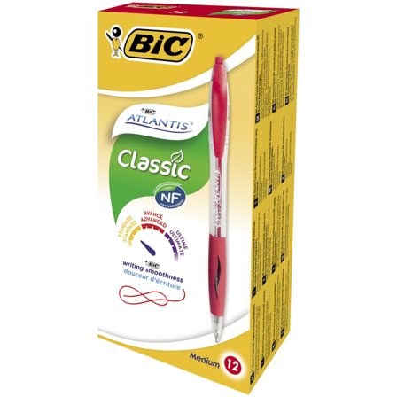 BIC Atlantis Classic Ballpoint Pen 12-pack Red