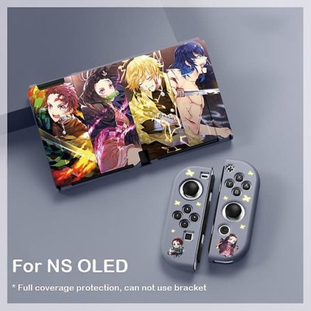 Demon Slayer Cover Shell Silikone TPU Soft Case Til Nintendo Switch OLED Sølv