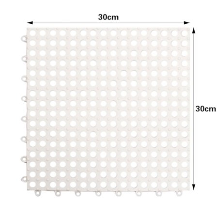 2 stk/sett Firkantet Dusjmatte med Sylindriske Støttepunkter Sklisikker Baderomsmatte for Baderom Balkong Hvit