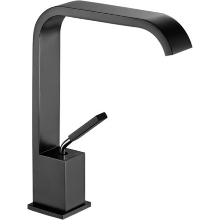 Kobber Vandhane til Vasken med Kold og Varmt Vand, Badeværelsesvask, Undermonteret Vask, Enkelt Hul Vandfaldshane, Sort