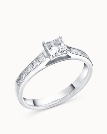 Sidostensring Fannie Grande 18K Vitguld Naturlig Diamant 0.50 Carat - Förlovningsringar & Vigselringar hos Vanbruun