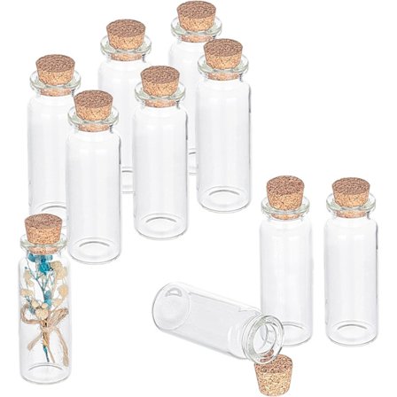 10 st Små korkade flaskor 15ml klara pärlbehållare Glasbott