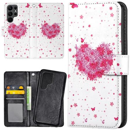 Samsung Galaxy S24 Ultra - Lommebok Deksel Blomsterhjerte