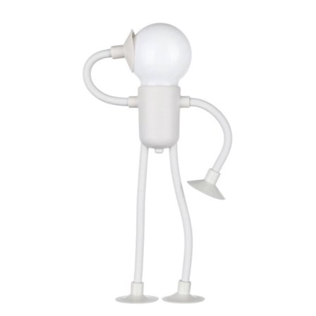 Söt Lampa i Form av Ljuspärla-Man för Barn - 2024 Utbytbar Form Ljuspärla-Man, Mini Bordslampa med Sugpropp - WELLNGS Risvit