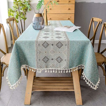 Brodert Duskmønster Bordduk - Bomullslin Dusktett Borddekke For Kjøkken Spisestue