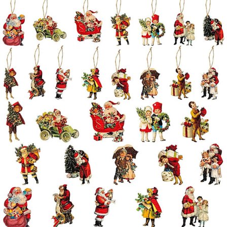 Vintage puiset tontut, 46 cm pitkä varsi viktoriaaniseen tyyliin[D]