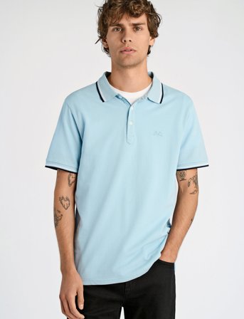 Lindbergh Polo Shirt With Contrast Piping - Blue - M