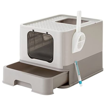 Feandrea kissanhiekkalaatikko kannella kissoille jopa 15 kg kaurapuuro lämmin harmaa