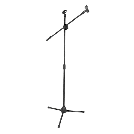 Mikrofonstativ Anti-skli Tripod Justerbar Høyde Gulvmikrofonholder med Telefonklips for Opptreden Konsert Tale