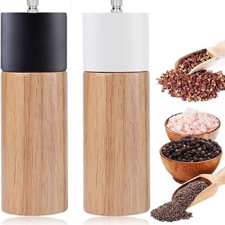Bochion salt- og pepperkvernsett, premium pepperkvern i tre med