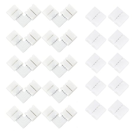 20 st Lödfria LED-kontakter 4-stift L-formade Trådlösa Gapless-kontakter för 10 mm RGB RGBW LED-strip Ljus Tålig