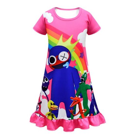 Jenter Rainbow Friends Dress Tegneserietrykk Uformelt