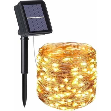 Aurinkokennovalosarja, puutarhavalot (100 LED 8 tilaa) 10M/33ft, ulkotilojen vedenpitävä aurinkokennolamppu, vedenpitävä koristevalo jouluun, häihin, 