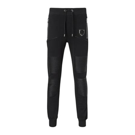 Philipp Plein, Pantalon sportswear bimatière Czarny, Mężczyzna, Rozmiar: M