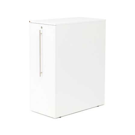 Beistellschrank FLEXUS mit Auszug mit 2 Böden, weiß