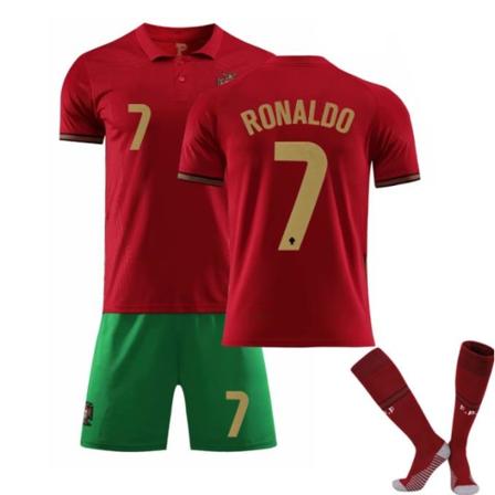 Portugal hemma och borta nr 7 Cristiano Ronaldo tröja med strumpor green 28 150-160cm