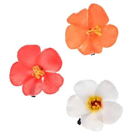 3 stk. Hawaii-inspirerte Plumeria-hårklipp for strandfest (Rød, Oransje, Hvit) Red Orange White