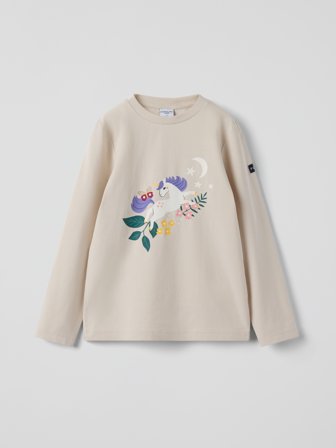 Langarmshirt Einhorn - 92 - kinderbekleidung - beige - Polarn O. Pyret