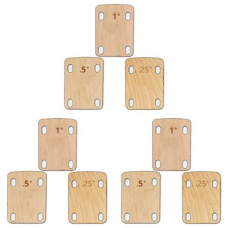 9 stk. Guitar Hals Shims, Solid Ahorn Træ Guitar Hals Shim Beskyttelse 0,25, 0,5 og 1 Grad Guitar